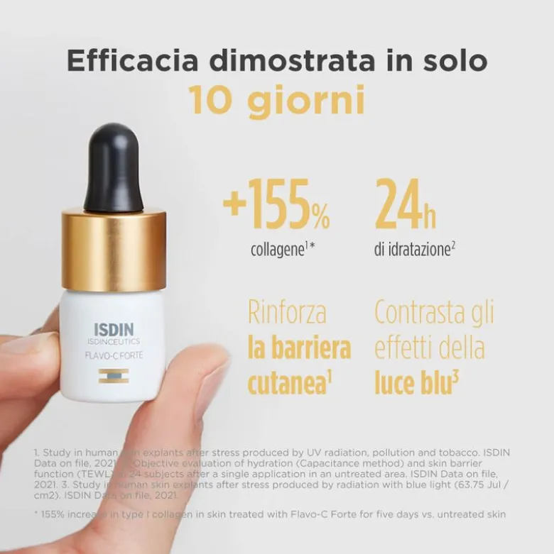 Flavo-C Forte è un potente siero viso intensivo con il 15% di vitamina C pura e fresca che rivitalizza, illumina e aiuta a ridurre i segni di affaticamento della pelle.
