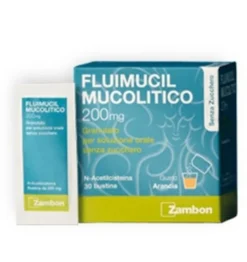 Fluimucil Mucolitico 200mg granulato per soluzione orale senza zucchero gusto arancia 30 bustine