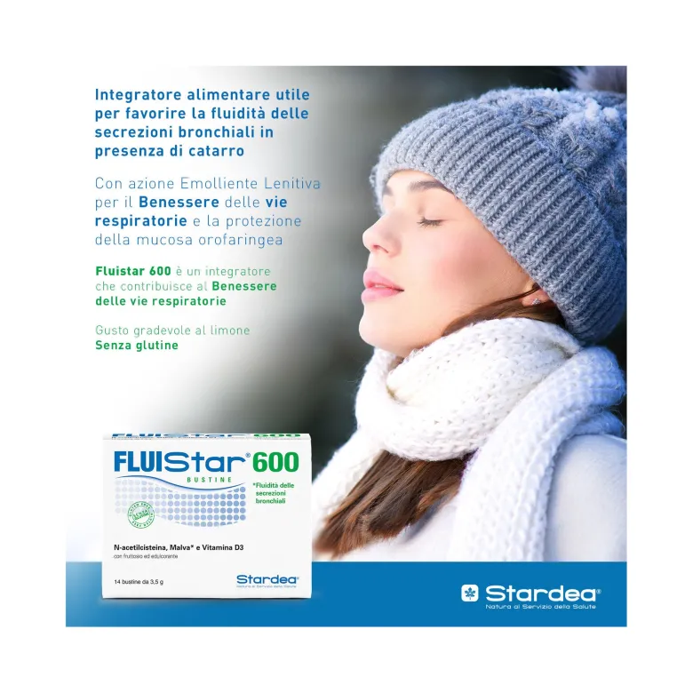 Fluistar 600 integratore alimentare utile per il benessere delle vie respiratorie 14 bustine
