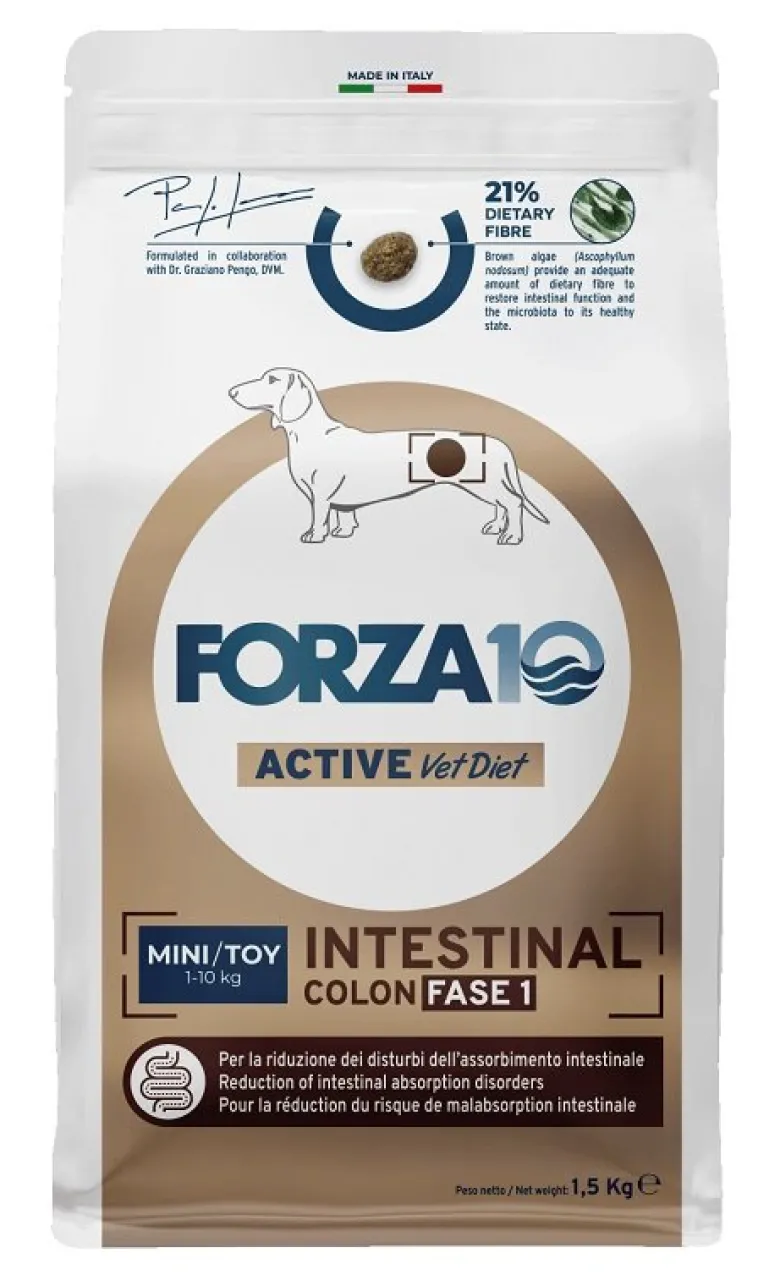 Forza10 Active Vet Diet Intestinal Colon Fase 1 Crocchette Pesce Per Cani Adulti 1,5kg