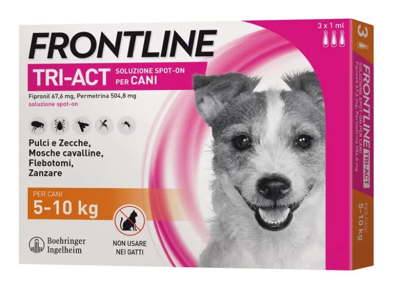 Frontline Tri-Act Spot-On Cani 5-10kg 3x1ml Soluzione efficace