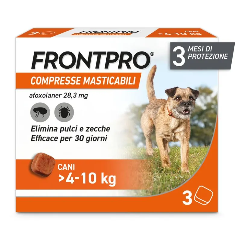Frontpro Contro Pulci E Zecche 3 Compresse Masticabili Per Cani 4-10 Kg 28,3 Mg