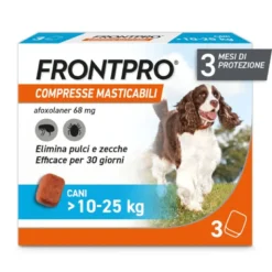 Frontpro Contro Pulci e Zecche 3 compresse masticabili per cani 10-25kg 68mg