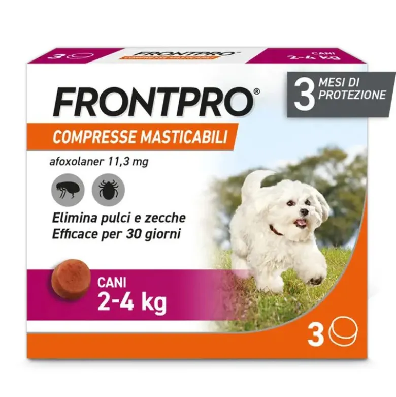 Frontpro Contro Pulci E Zecche 3 Compresse Masticabili Per Cani 2-4 Kg 11,3 Mg