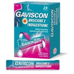 Gaviscon Bruciore e Indigestione Indicato per sintomi del Reflusso Gastroesofageo come Indigestione Bruciore e Acidità di Stomaco 24 Bustine 10ml