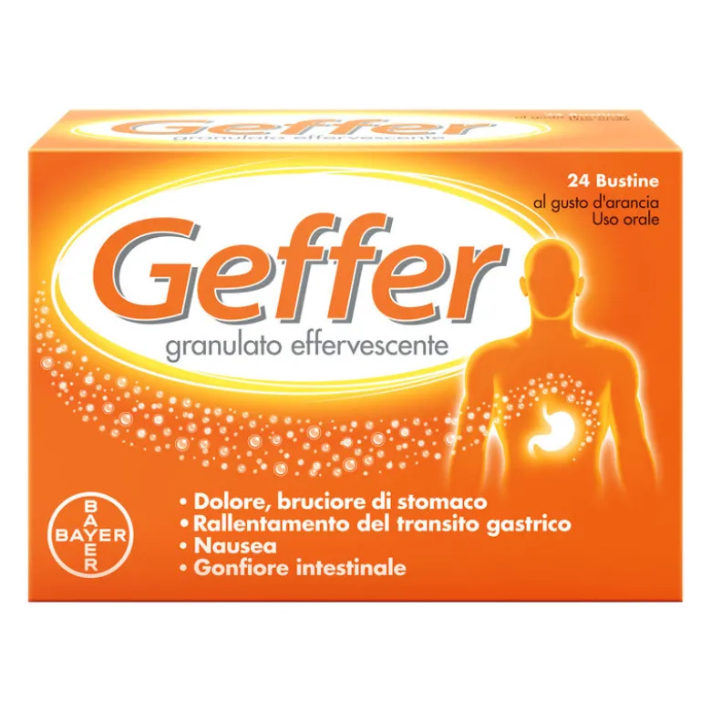 Geffer Granulato Effervescente Antiacido contro Bruciore di Stomaco Nausea e Gonfiore 24 Bustine