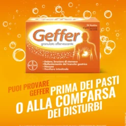 Geffer Granulato Effervescente Antiacido contro Bruciore di Stomaco Nausea e Gonfiore 24 Bustine