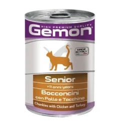 Gemon Bocconcini Pollo E Tacchino Cibo Umido Gatti Età Avanzata Barattolo 415 g