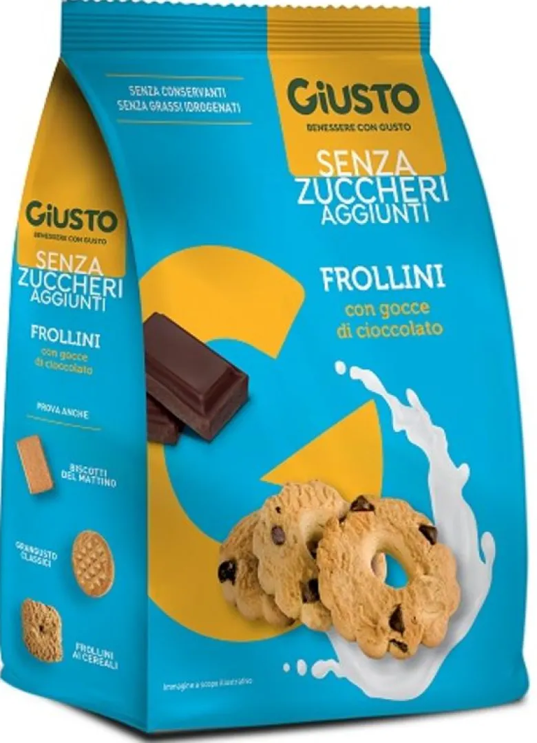 Giusto Senza Zucchero frollini con gocce di cioccolato senza glutine 350g