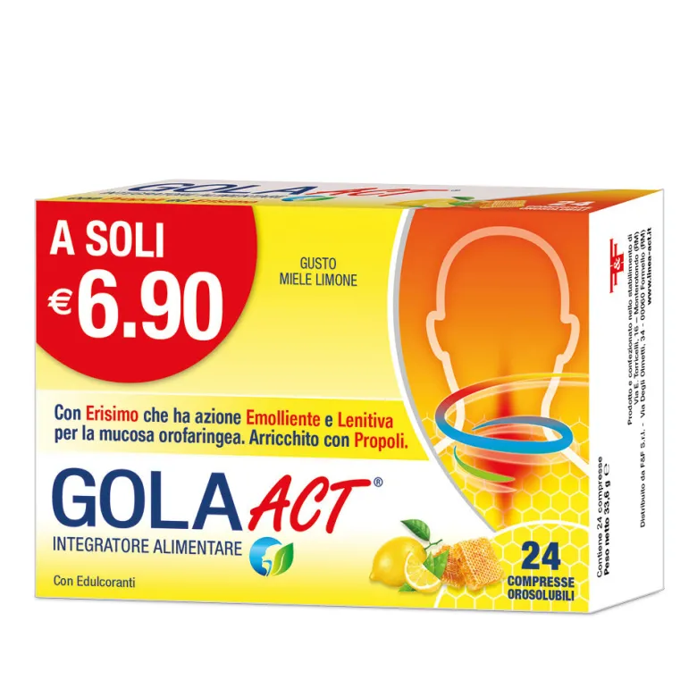 Gola Act benessere delle vie respiratorie gusto Miele e Limone 24 compresse