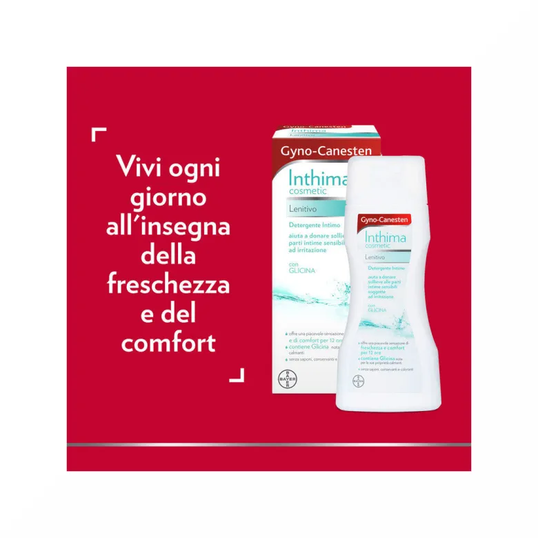 Gyno-Canesten Inthima Detergente Intimo Lenitivo per Igiene Intima Freschezza e Comfort 12 ore 200ml