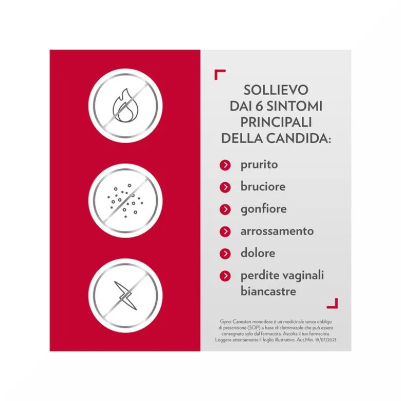 Gyno-Canesten Monodose Trattamento Sintomi Candida contro Prurito, Bruciore Intimo e Perdite, 1 cps