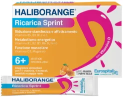 Haliborange Ricarica Sprint energia bambini 6+ gusto arancia e pappa reale 20 stick-pack