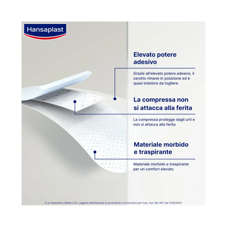 Hansaplast Cerotti Sensitive 4XL Medicazione Per Ferite Medio Grandi 5 Pezzi 10x20cm