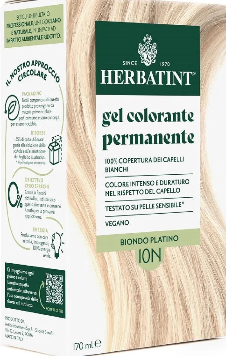 Herbatint Gel Colorante Permanente 10N Colore Biondo Platino 170ml