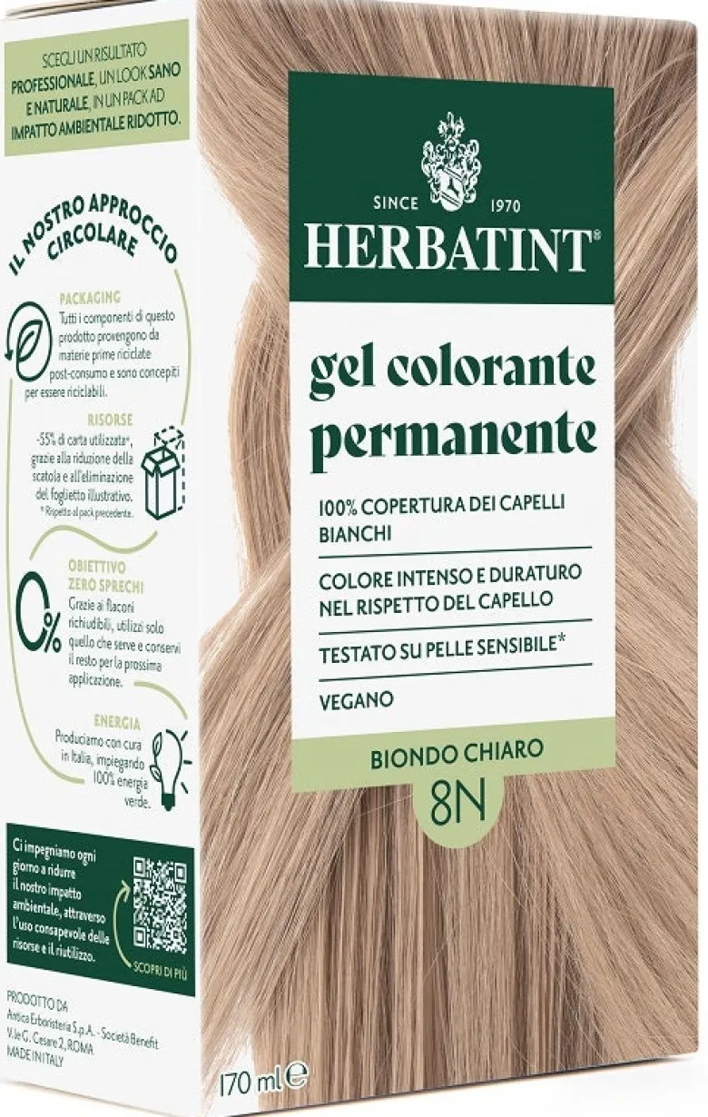 Herbatint Tinta Capelli Gel Permanente 8N Biondo Chiaro 170 ml