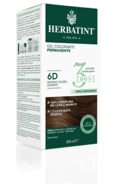 Herbatint Tinta per Capelli Gel Colorante Permanente 3Dosi 6D Biondo Scuro Dorato 300ml