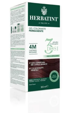 Herbatint Tinta per Capelli Gel Colorante Permanente 3Dosi 4M Castagno Mogano 300ml