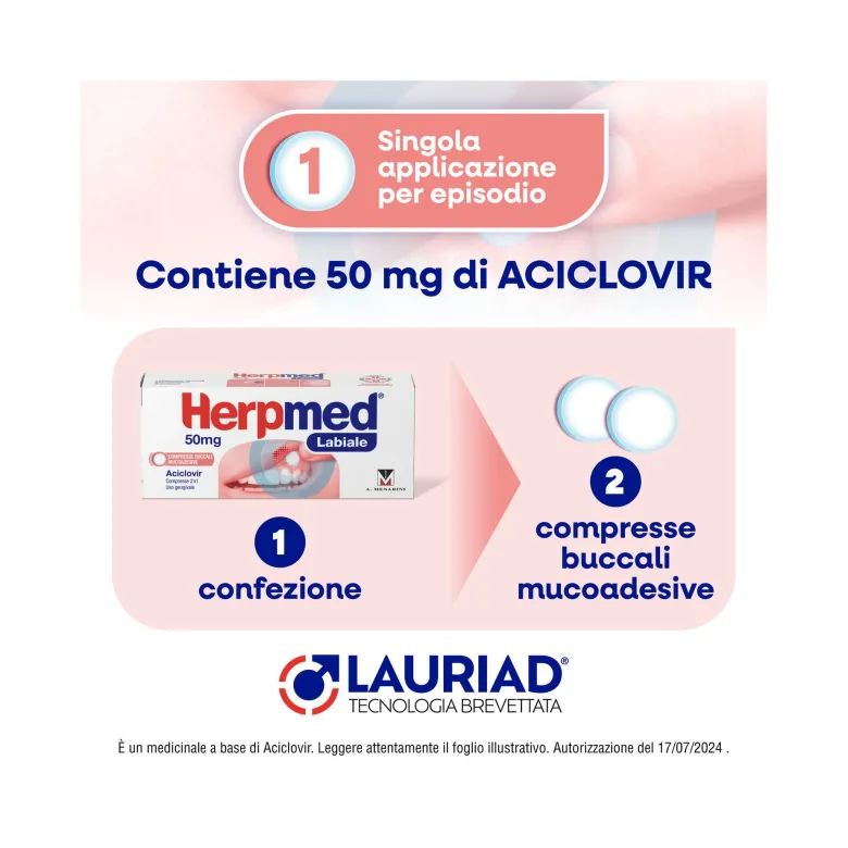 Herpmed Labiale 50mg 2 Compresse Buccali Mucoadesive
