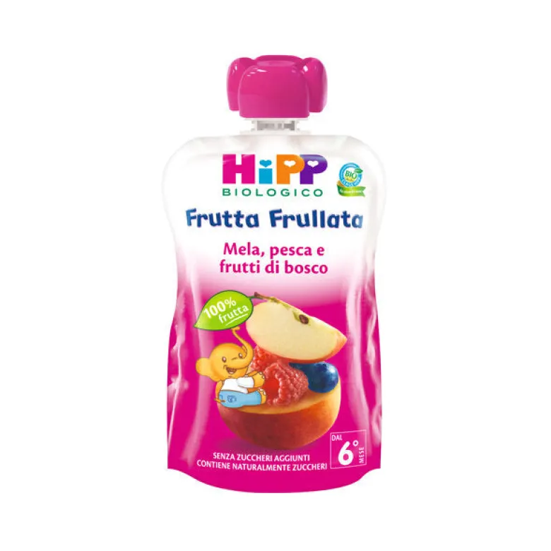 Hipp Biologico Frutta Frullata mela, pesca e frutti di bosco 90 g