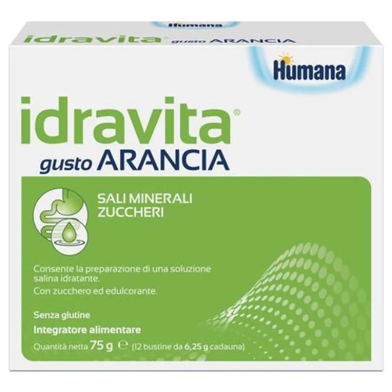 Humana Idravita sali minerali e zuccheri gusto Arancia 12 bustine