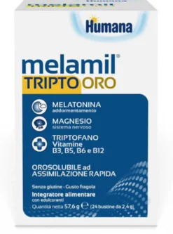 Humana Melamil Tripto Oro contribuisce a prendere sonno 24 bustine gusto fragola