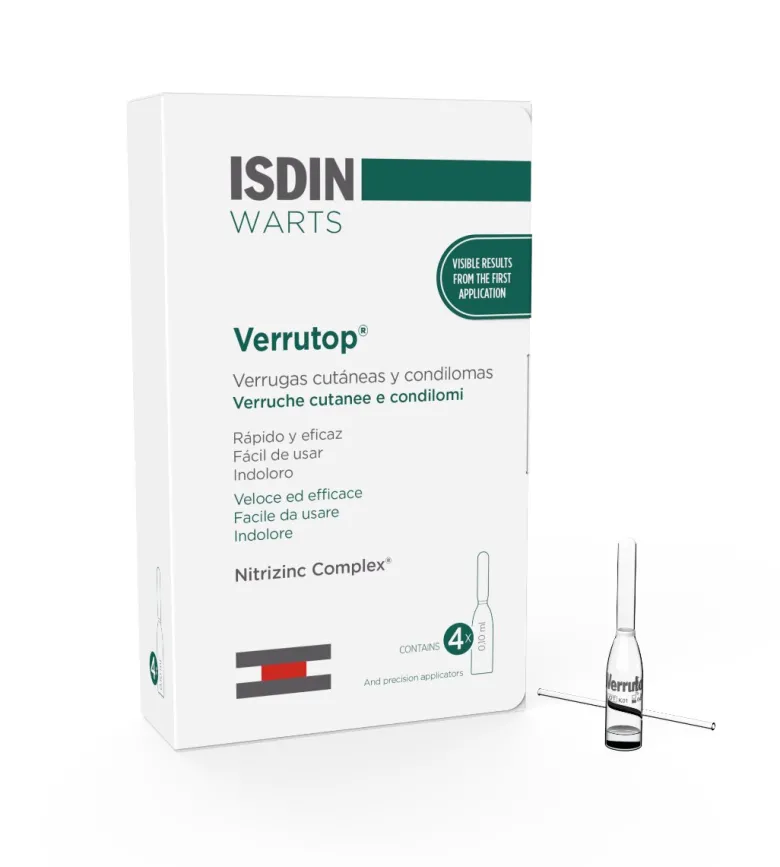 Isdin Verrutop Corpo 4 Fiale - Trattamento Verruche Efficace