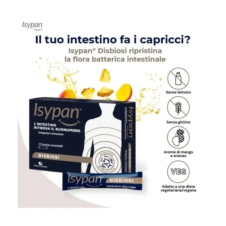 Isypan Disbiosi per il benessere intestinale 12 bustine orosolubili