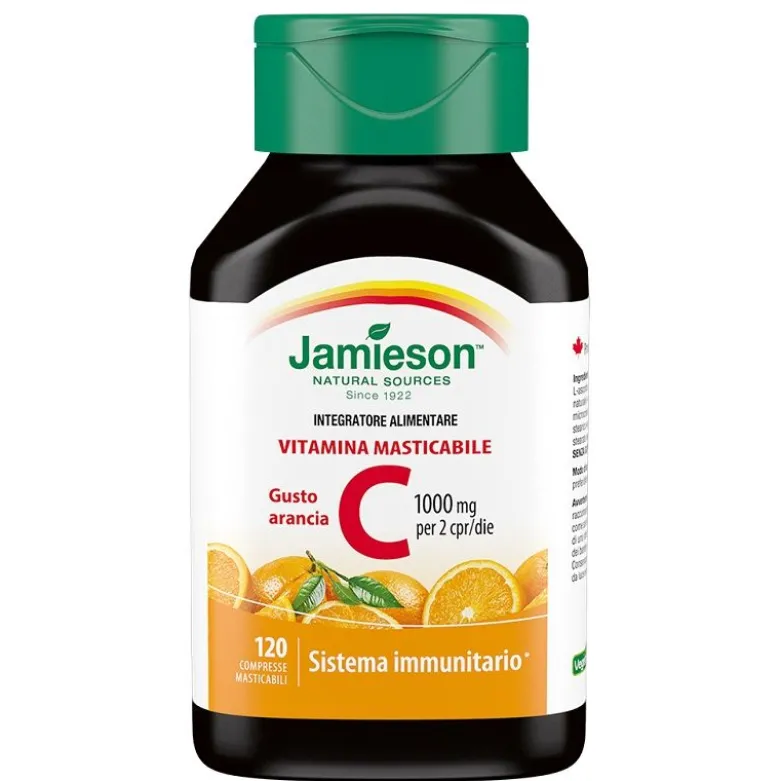 Jamieson Vitamina C 1000 Masticabile gusto arancia per il sistema immunitario 120 compresse