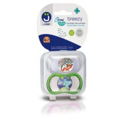 J Bimbi Breezy Happy Succhietto Silicone Trasparente/Verde 2 Pezzi 4 Mesi+