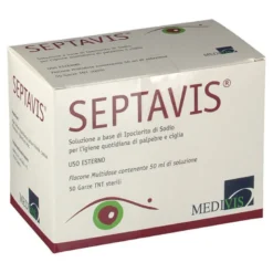 Kit Septavis per l'igiene quotidiana palpebre e ciglia 50ml +50 Garze TNT sterili