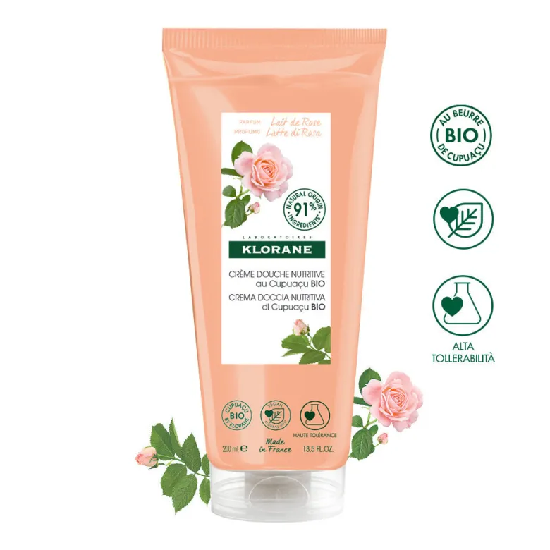 Klorane Crema doccia nutritiva al burro di Cupuacu BIO Profumazione LATTE DI ROSA 200ml