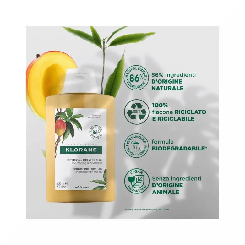 Klorane Shampoo al burro di Mango capelli secchi 200ml