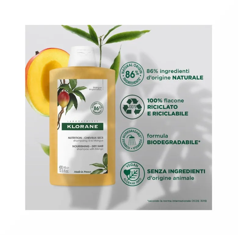Klorane Shampoo al burro di Mango capelli secchi 400ml