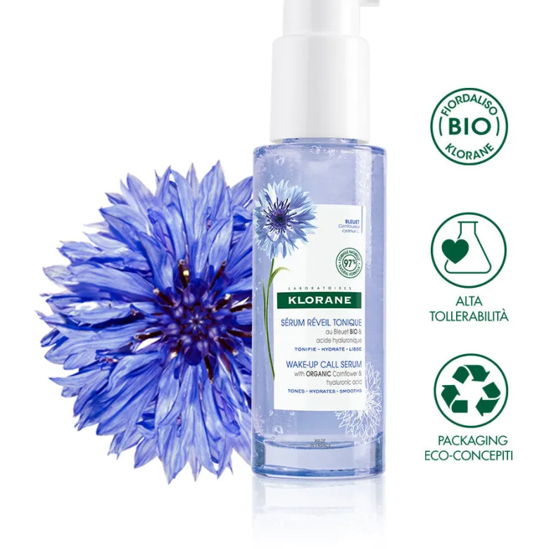 Klorane Siero Risveglio Tonificante al Fiordaliso Bio e acido ialuronico di origine vegetale 50ml