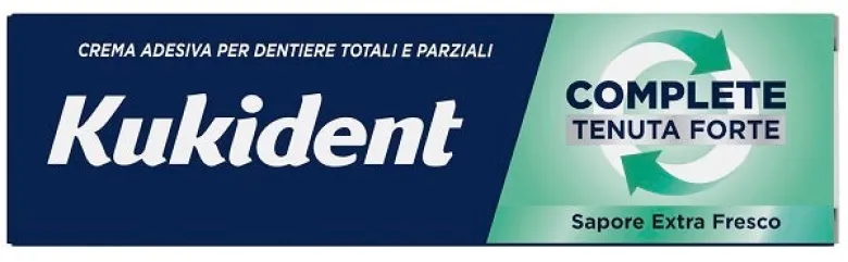 Kukident Complete Tenuta Forte Crema Adesiva Per Dentiere Totali Parziali Extra Fresco 47g