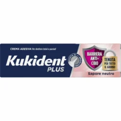 Kukident Plus Barriera Anti-Cibo Crema Adesiva Per Dentiere Sapore Neutro 40g