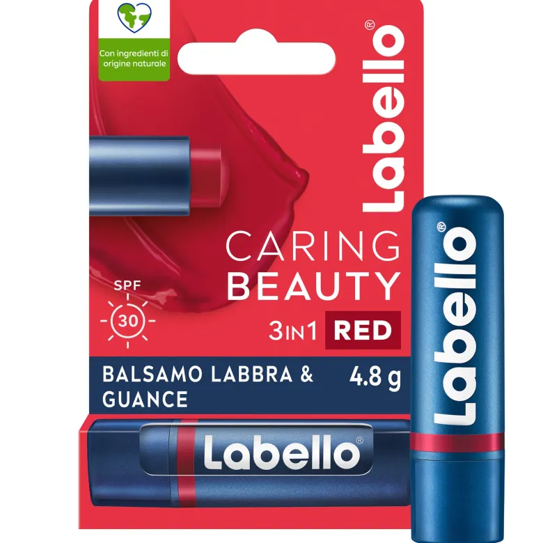 Labello Caring Beauty Lip & Cheek Red Spf30 Burrocacao Labbra E Guance Colorato Rosso 4,8g