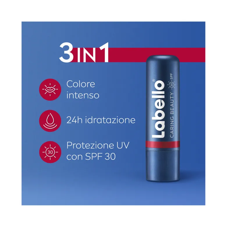 Labello Caring Beauty Lip & Cheek Red Spf30 Burrocacao Labbra E Guance Colorato Rosso 4,8g