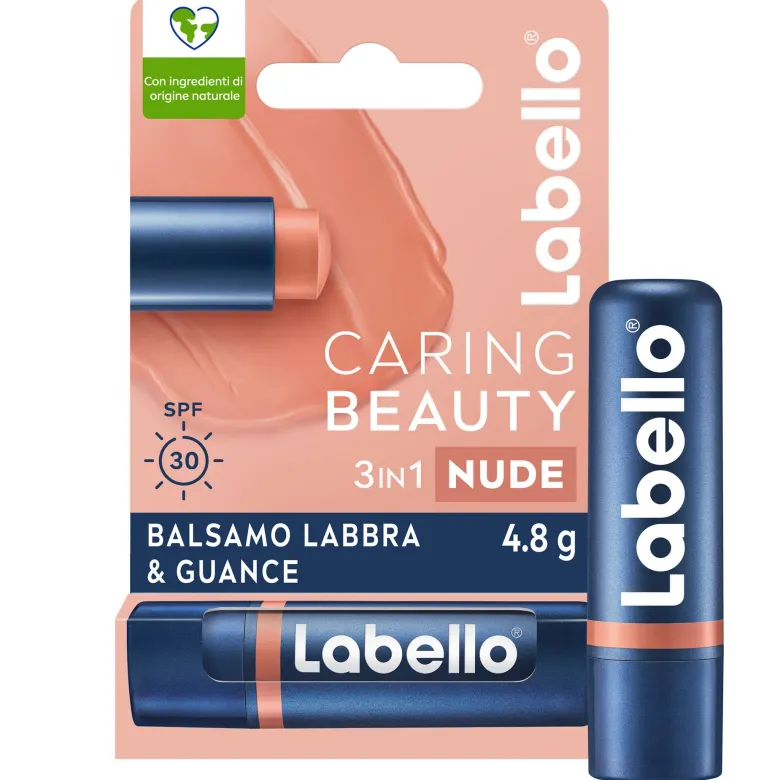 Labello Caring Beauty Lip & Cheek Nude Spf30 Burrocacao Labbra E Guance Colorato Nude 4,8g