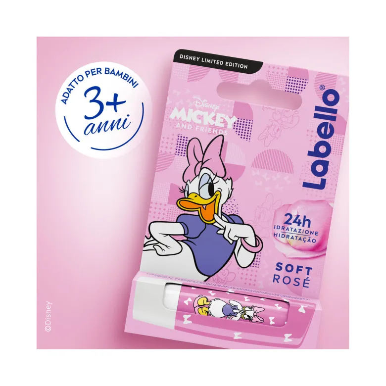 Labello Soft Rosé Disney Limited Edition Daisy Duck Burrocacao Labbra Colorato E Idratante 4,8g