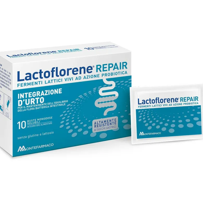 Lactoflorene Repair fermenti lattici vivi ad azione probiotica Integrazione d'Urto 10 buste monodose