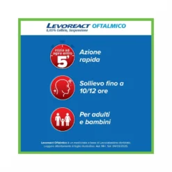 Levoreact Collirio Antistaminico per Occhi che Lacrimano e Congiuntivite Allergica