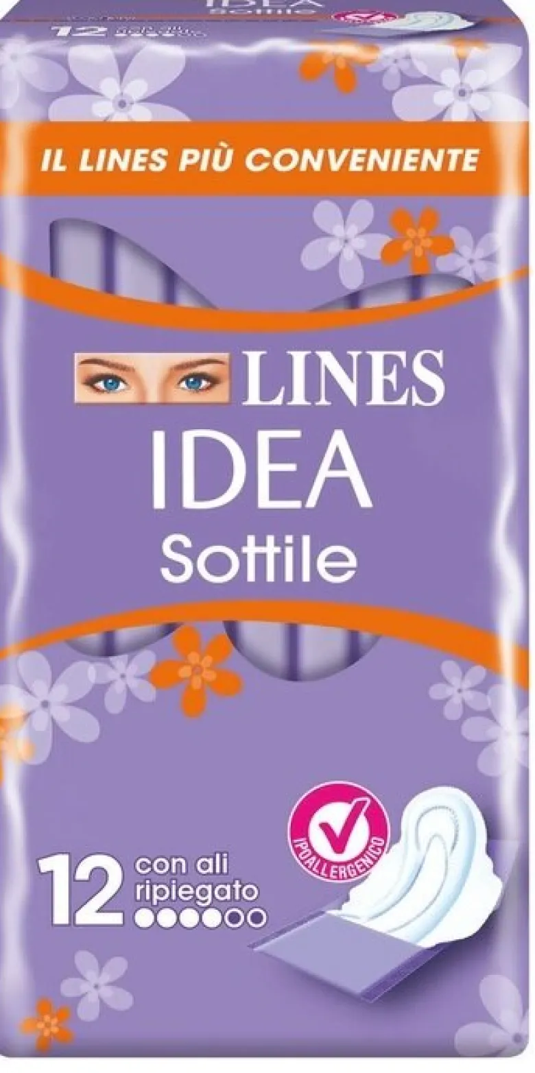 Lines idea Sottile Anatomico Ripiegato con Ali 12 Assorbenti