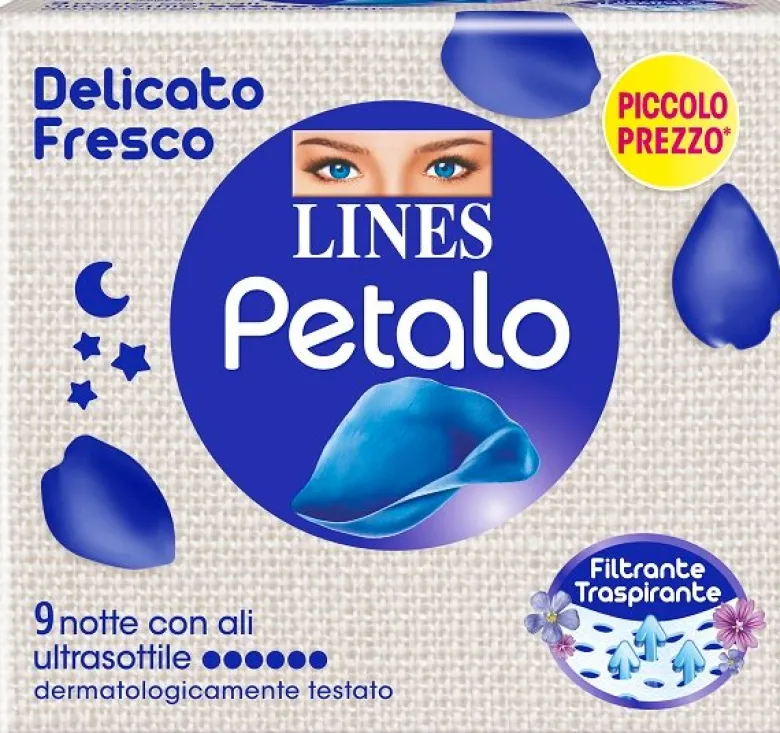 Lines Petalo Delicato e Fresco 9 Assorbenti Notte Con Ali