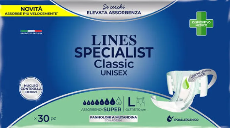 Lines Special Classic Pannoloni Mutandina Unisex Super Taglia L 30 Pezzi