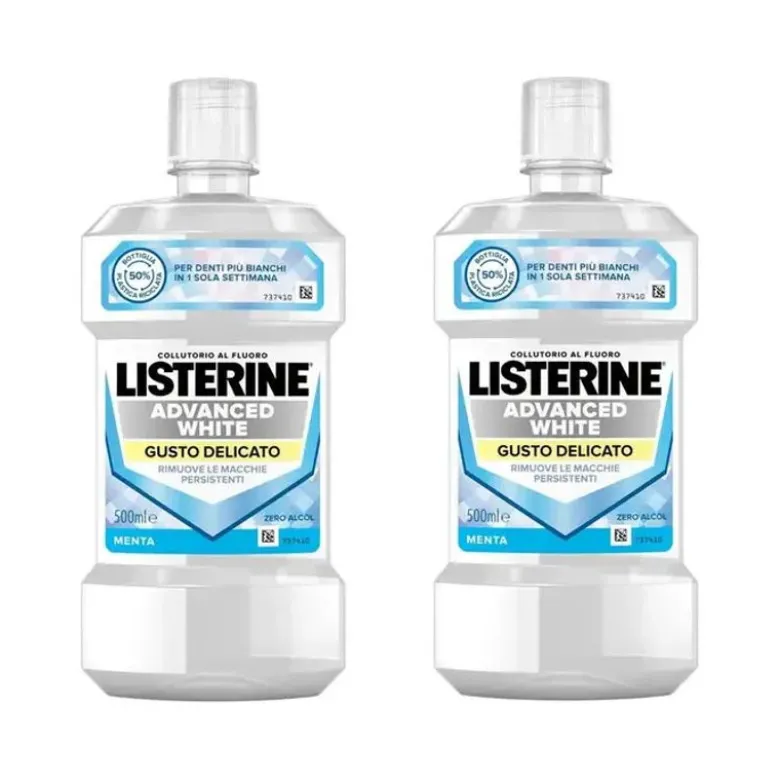 Listerine Advanced White Collutorio Gusto Delicato Bundle 2x500ml