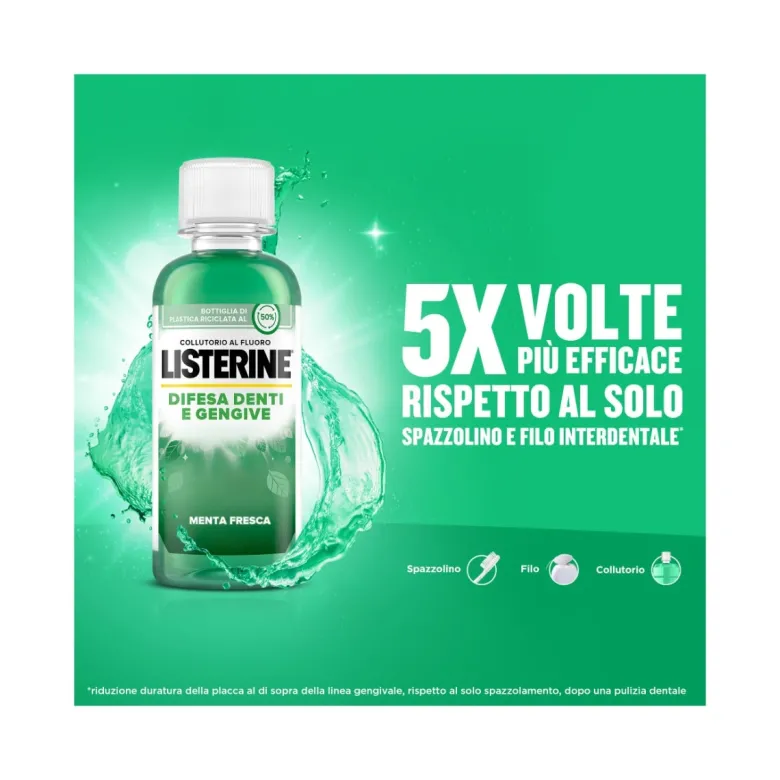 Listerine Collutorio difesa denti e gengive formato viaggio 95ml