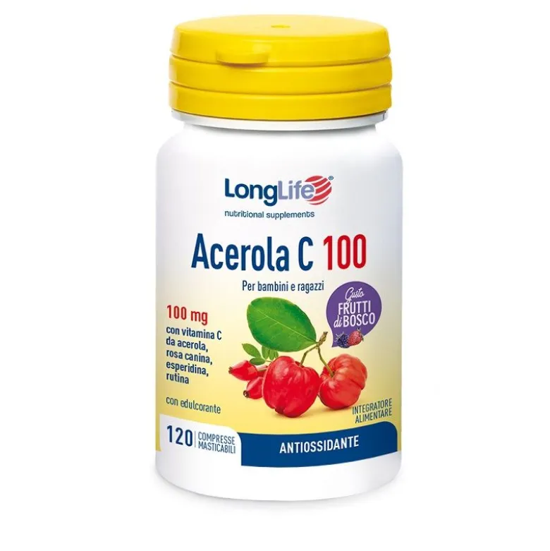Longlife Acerola C 100 120 compresse masticabili gusto frutti di bosco