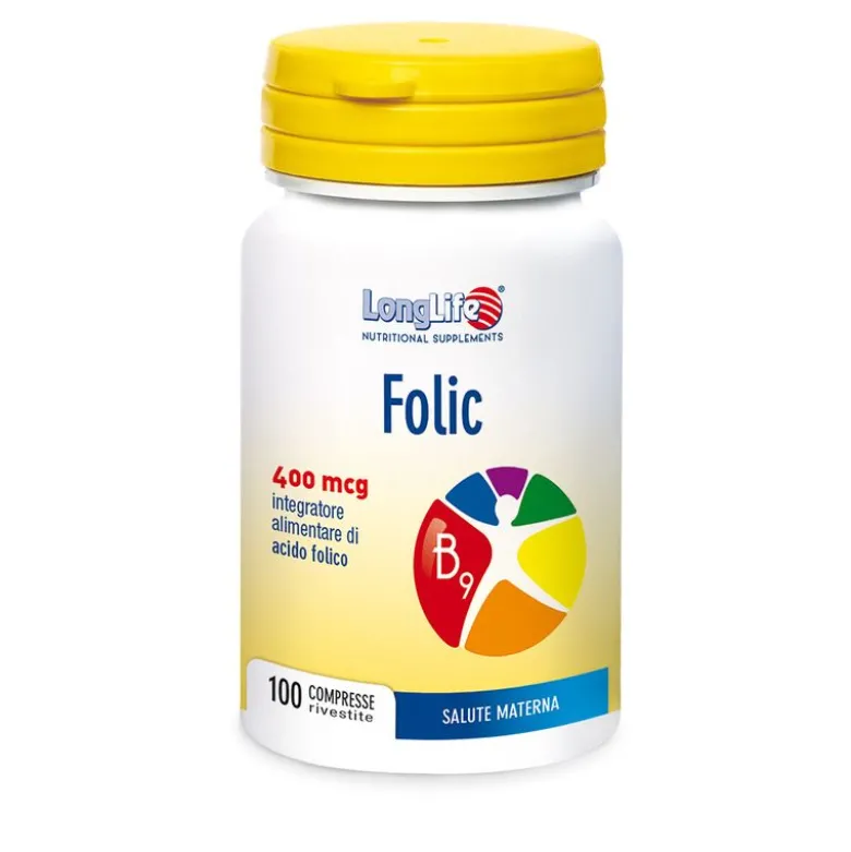 Longlife Folic 400mcg Integratore di acido folico 100 compresse rivestite